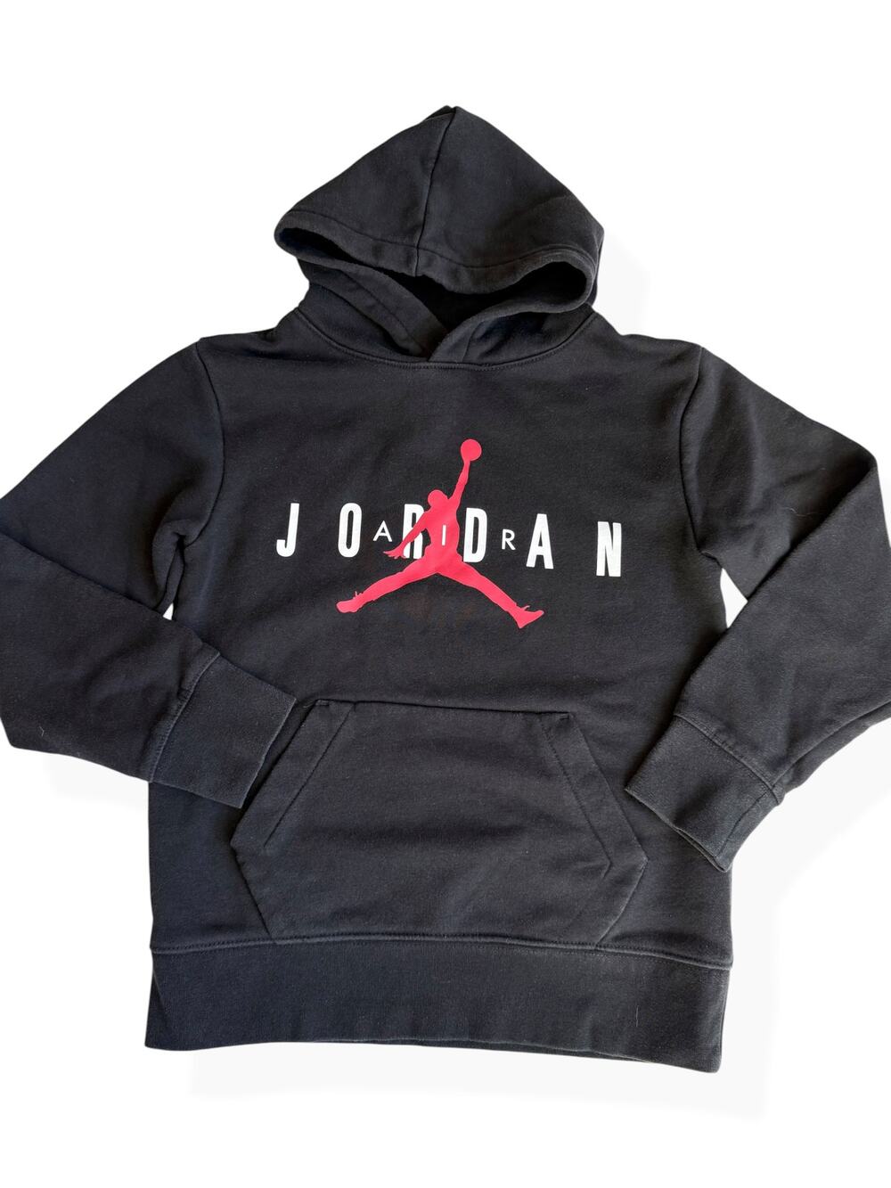 Nike Air Jordan Boys Black Red Jumpman Logo Hoodie Youth Medium 10-12